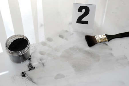 View of a fingerprint revealed by printing.の写真素材