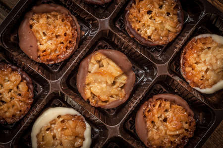 Collection of tasty cookies in a box.の写真素材