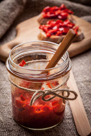 Ajvar - delicious dish of red peppers, onions and garlic.
