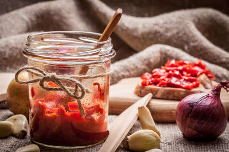Ajvar - delicious dish of red peppers, onions and garlic.