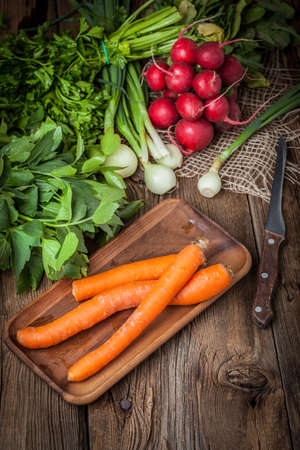 Fresh vegetables from the home garden. Selective focus.の写真素材