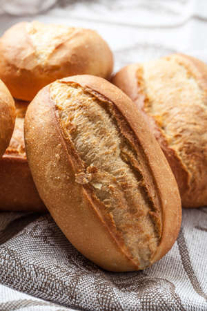 Fresh bread rolls from the bakery for breakfast.