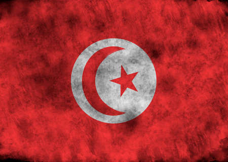 Illustration - flag of Tunisia on vintage texture.の写真素材