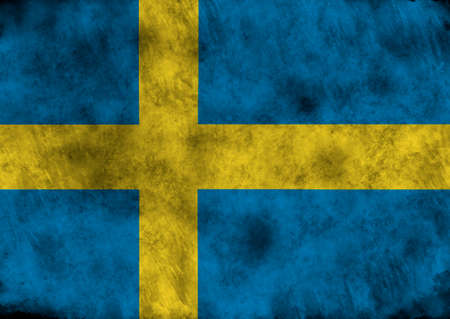 lllustration - flag of Sweden on vintage texture.の写真素材