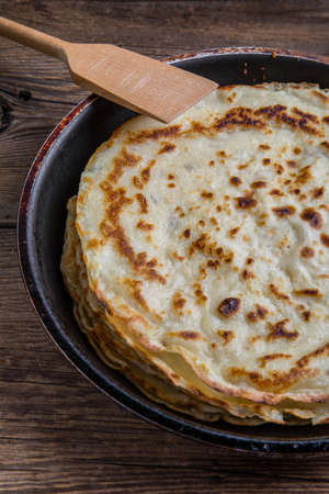 Stack of yeast pancakes. Traditional polish pancake.