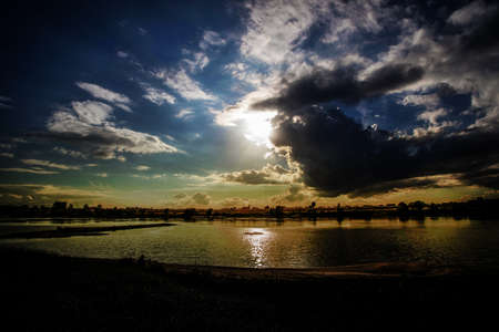 The sun is reflected in the waters of the river Vistula.