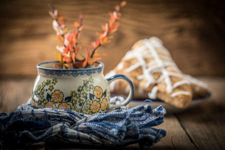 French pastry with pudding and icing. Small depth of field.の写真素材