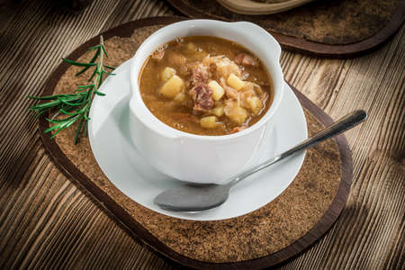 Traditional Russian sour cabbage soupの写真素材