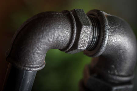 Detail of steel pipes. Detailed picture. Selective focus.の写真素材