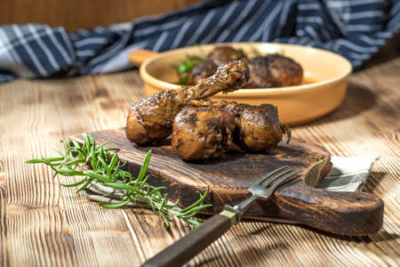 Fried chicken drumsticks. Selective focus.の写真素材