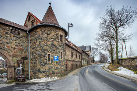 CZOCHA, POLAND, FEBRUARY 22, 2012: Medieval castle built in XII century.のeditorial素材