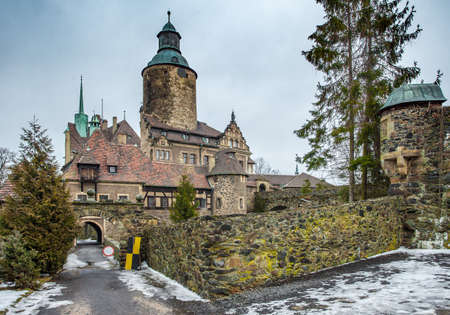 CZOCHA, POLAND, FEBRUARY 22, 2012: Medieval castle built in XII century.のeditorial素材