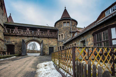 CZOCHA, POLAND, FEBRUARY 22, 2012: Medieval castle built in XII century.のeditorial素材