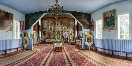 PUCHLY, POLAND - AUGUST 01,2019: Interior of the Orthodox church of the Protection of the Holy...