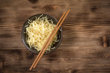 Simple bowl of spaghetti pasta without sauce.