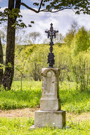 BYSTRE, POLAND - MAY 25,2020: Tombstones at the Bojko historic cemetery in Bystre.のeditorial素材
