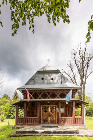 RABE, POLAND - MAY 27,2020: Greek Catholic church of St. Nicholas in Rabe. Currently a Roman Catholic affiliate church of the Holy Family.のeditorial素材