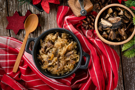 Lenten sauerkraut with mushrooms. A festive delicacy.