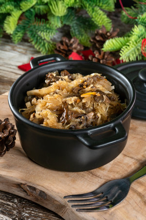 Lenten sauerkraut with mushrooms. A festive delicacy.