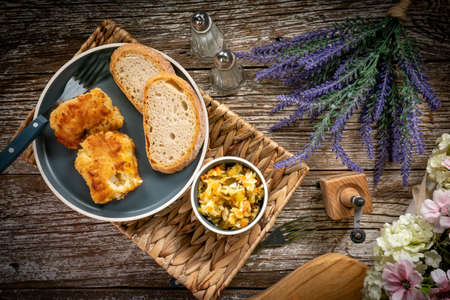 Pieces of fried cod fillet in breadcrumbs.