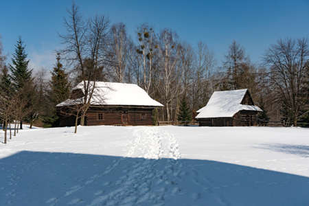 CHORZOW, POLAND - FEBRUARY 15, 2021: Upper Silesian Ethnographic Park in Chorzow.のeditorial素材