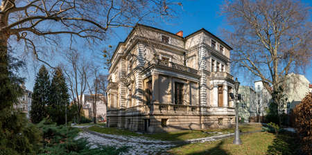 GLIWICE, POLAND - FEBRUARY 21, 2021: Historic Villa Caro. Historic residence residential industrialist Oscar Caro located in the center of Gliwice. Museum of Gliwice.のeditorial素材