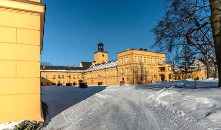 KOSZECIN, POLAND - JANUARY 31,2021: The Palace, built in the first half of 17th century, is, since 1953, the seat of the Song and Dance Ensemble "Slask" of Stanislaw Hadyna.のeditorial素材
