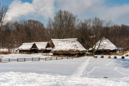 CHORZOW, POLAND - FEBRUARY 15, 2021: Upper Silesian Ethnographic Park in Chorzow.のeditorial素材