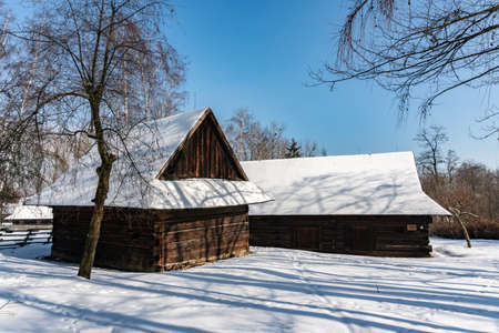 CHORZOW, POLAND - FEBRUARY 15, 2021: Upper Silesian Ethnographic Park in Chorzow.のeditorial素材