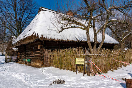 CHORZOW, POLAND - FEBRUARY 15, 2021: Upper Silesian Ethnographic Park in Chorzow. The farm of a rich peasant.のeditorial素材