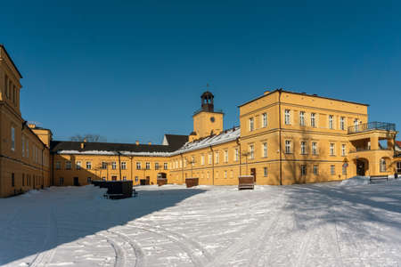 KOSZECIN, POLAND - JANUARY 31,2021: The Palace, built in the first half of 17th century, is, since 1953, the seat of the Song and Dance Ensemble "Slask" of Stanislaw Hadyna.のeditorial素材