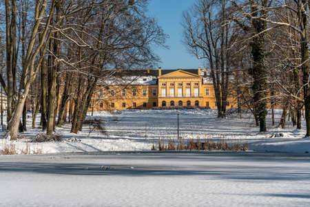 KOSZECIN, POLAND - JANUARY 31,2021: The Palace, built in the first half of 17th century, is, since 1953, the seat of the Song and Dance Ensemble "Slask" of Stanislaw Hadyna.のeditorial素材