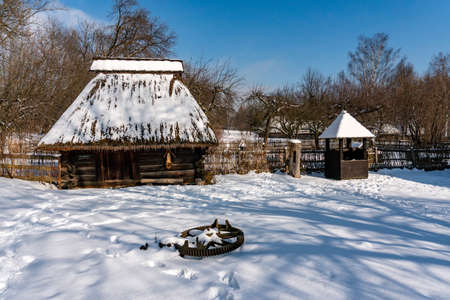 CHORZOW, POLAND - FEBRUARY 15, 2021: Upper Silesian Ethnographic Park in Chorzow. The farm of a rich peasant.のeditorial素材