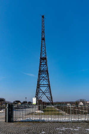 GLIWICE, POLAND - FEBRUARY 21, 2021: Old wooden radio tower, one of the symbols of the beginning of the Second World War in Poland.のeditorial素材