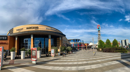 KATOWICE, SLASK / POLAND - MAY 12, 2021: Former mine Modern shopping complex "Silesia City Center" - former mine.のeditorial素材