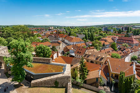 Panoramic view of Eger, Hungary. Red roofs of the old town.の写真素材