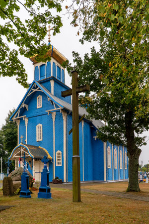 DUBICZE CERKIEWNE, POLAND - SEPTEMBER 10, 2022: Orthodox church in Dubicze Cerkiewne village, north eastern Poland.のeditorial素材