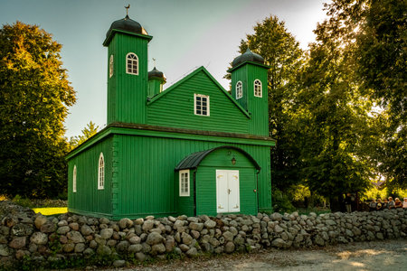 KRUSZYNIANY, POLAND - SEPTEMBER 07, 2022: Wooden tartar-mosque from the 18th century in Bohoniki.のeditorial素材