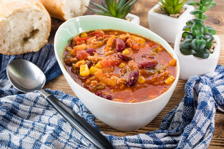 Traditional dish of mexican cuisine - chili con carne.の写真素材