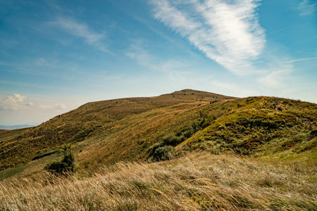 A mountain range in the Bieszczady Mountains in the area of Tarnica, Halicz and Rozsypaniec.の写真素材