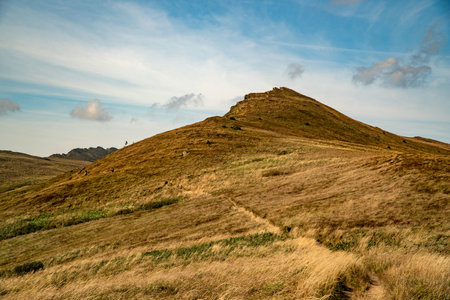 A mountain range in the Bieszczady Mountains in the area of Tarnica, Halicz and Rozsypaniec.の写真素材