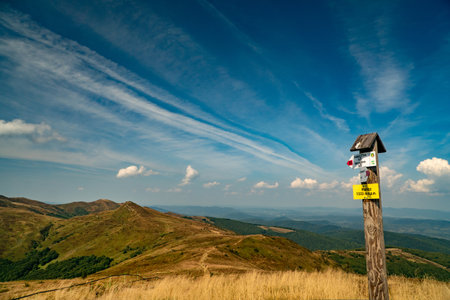 A mountain range in the Bieszczady Mountains in the area of Tarnica, Halicz and Rozsypaniec.の写真素材