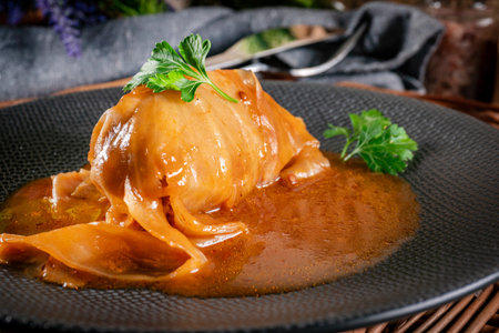 Cabbage rolls - cabbage leaves stuffed with minced meat. Polish dish.の写真素材