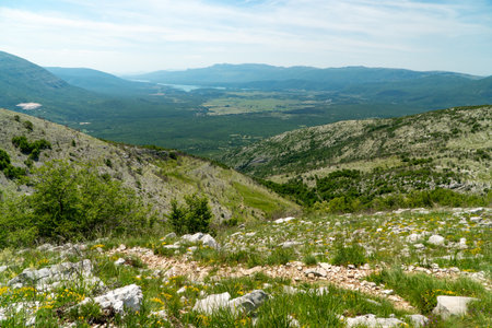 Dinaric Mountains are rich in biodiversity, rugged beauty, and fantastic hiking routes for outdoor lovers.の写真素材