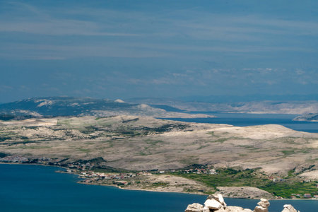 Hiking trail to the top of St. Vitus Mountain (Sveti Vid), the highest peak on the island of Pag.の写真素材