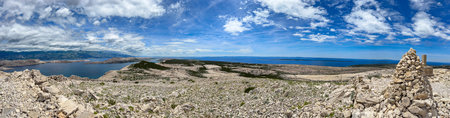 Hiking trail to the top of St. Vitus Mountain (Sveti Vid), the highest peak on the island of Pag.