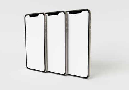 3d render illustration generic phone mock up in a white design high keyの写真素材