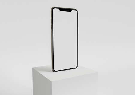 3d render illustration generic phone mock up in a white design high keyの写真素材