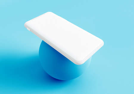 3d render illustration generic phone mock up in a white design high keyの写真素材