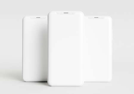 3d render illustration generic phone mock up in a white design high key